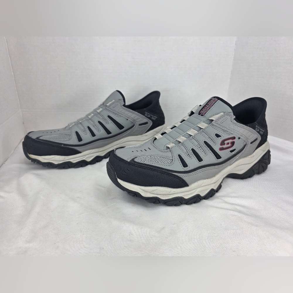 Skechers After Burn Fit Ridgeburn Slip-ins Shoes Mens 11 Gray Black #237563